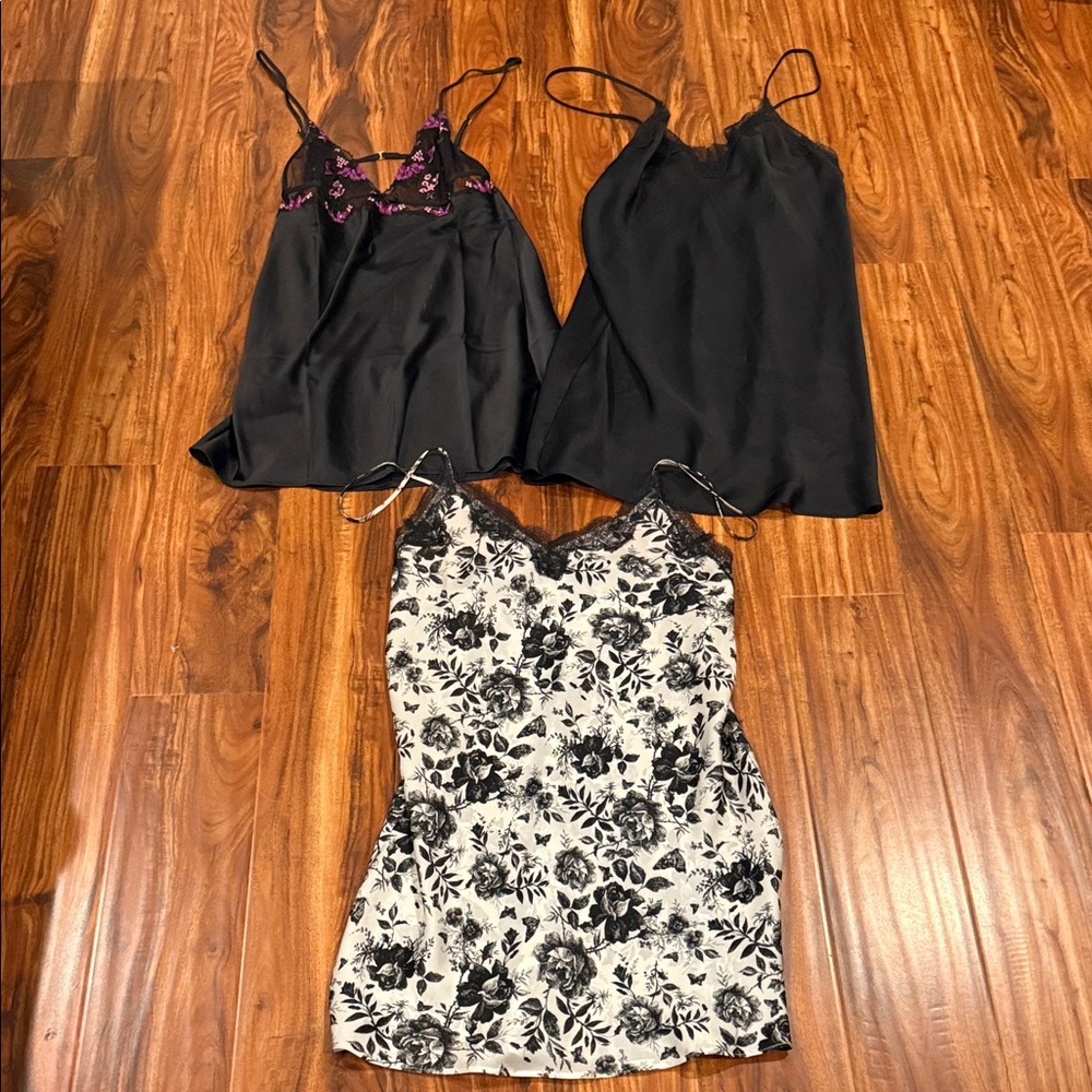THREE Victoria's Secret Black & Floral Chemises. Get them before they’re gone!